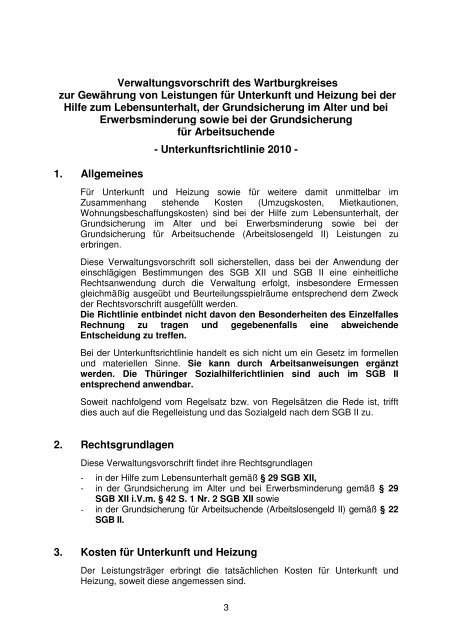 Verwaltungsvorschrift des Wartburgkreises zur ... - arbeits-los.de