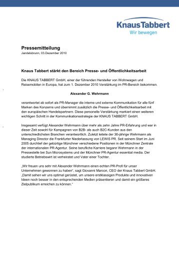 Pressemitteilung - Knaus Tabbert
