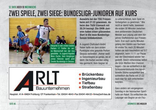 GRÜNWEISS – das Magazin der DHfK-Handballer