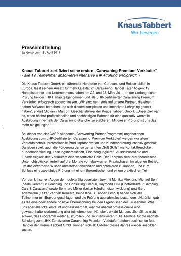 Pressemitteilung - Knaus Tabbert Group GmbH