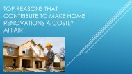 Top Reasons that Contribute to make Home Renovations