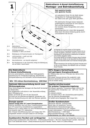 Montageanleitung 4- Kanal-Umluftheizung