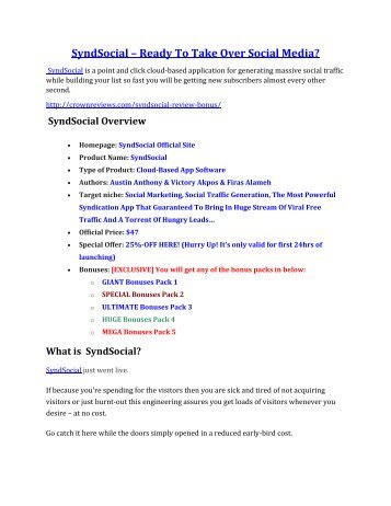 SyndSocial Review and (FREE) SyndSocial $24,700 Bonus