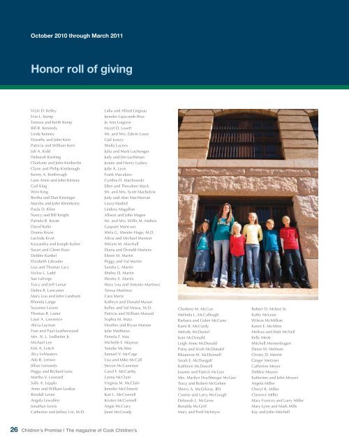 Honor roll of giving - Cook Children's
