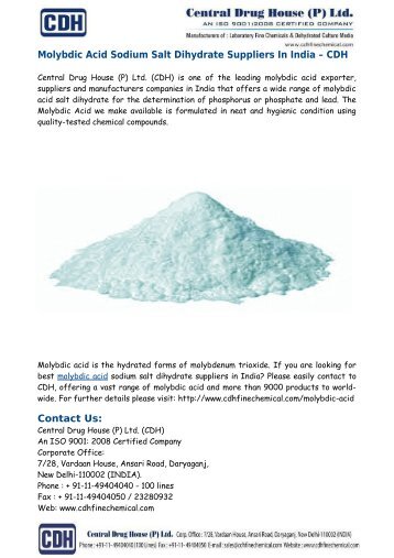 Molybdic Acid Sodium Salt Dihydrate Suppliers In India – CDH