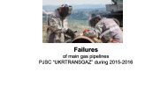 Failures  of main gas pipelines PJSC “UKRTRANSGAZ” during 2015-2016
