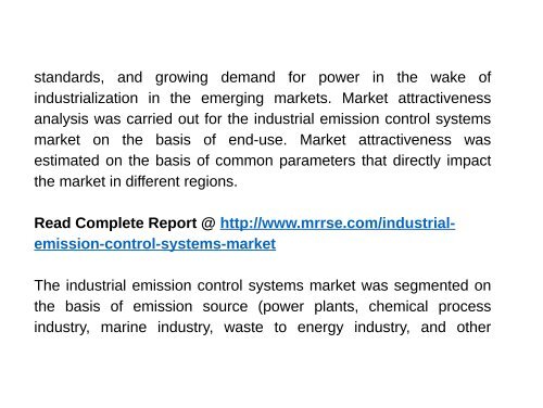 Industrial Emission Control Systems Market : Dynamics, Segments, Size and Demand to  2015 - 2023