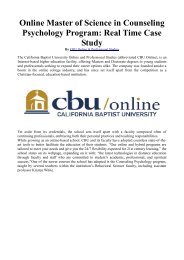 Online Master of Science in Counseling Psychology Program- Real Time Case Study