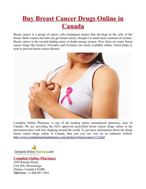 Buy Breast Cancer Drugs Online in Canada