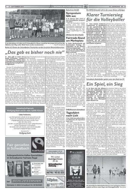 Schwalbacher Zeitung Ausgabe Kw 38-2016