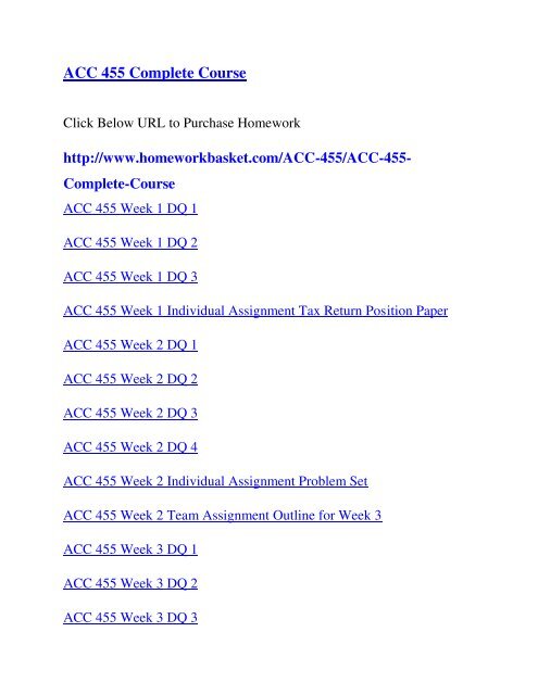 ACC 455 Complete Course