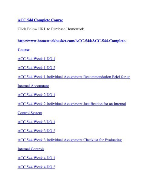 ACC 544 Complete Course