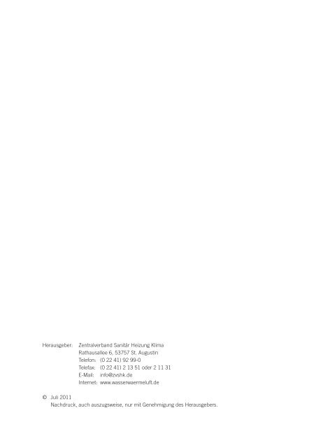 TRINKWASSERVERORDNUNG 2011 - Fachverband SHK NRW