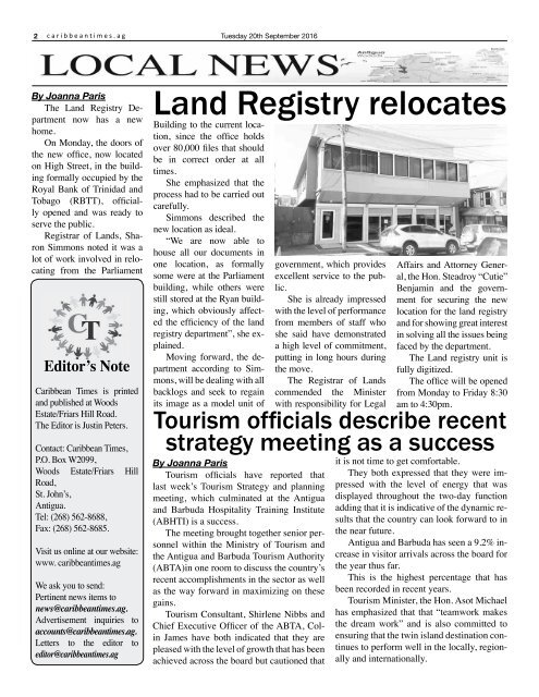 Caribbean Times 96th Issue - Tuesday 20th September 2016