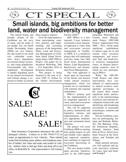 Caribbean Times 96th Issue - Tuesday 20th September 2016