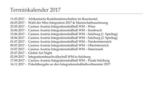 Vereinspräsentation Vorschau 2017