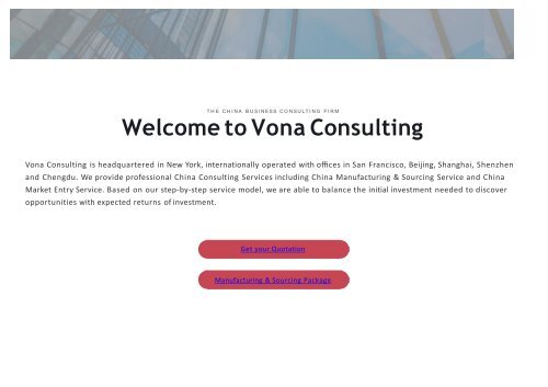Vona Consulting China Manufacturing Company