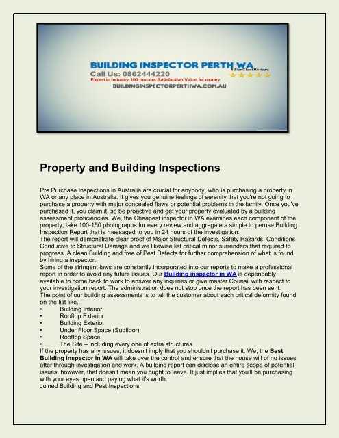 Building Inspector Perth WA