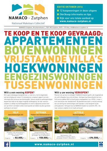 NAMACO Zutphen Woonmagazine, uitgave oktober 2015