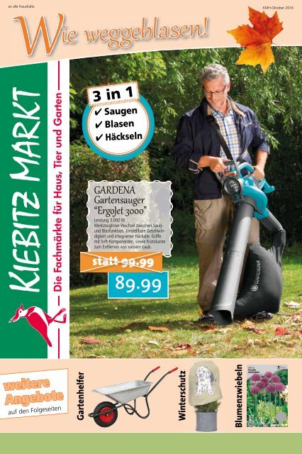 Kiebitzmarkt Werbung KMH Oktober 2016 inkl. Tiernahrung