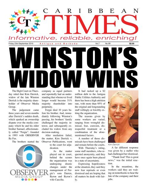 Caribbean Times 99th Issue - Friday 23rd September 2016