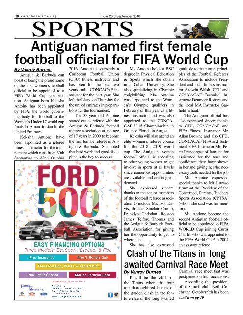 Caribbean Times 99th Issue - Friday 23rd September 2016