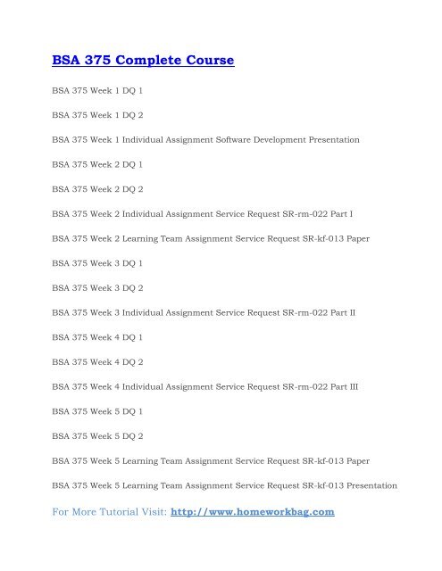 BSA 375 Complete Course files