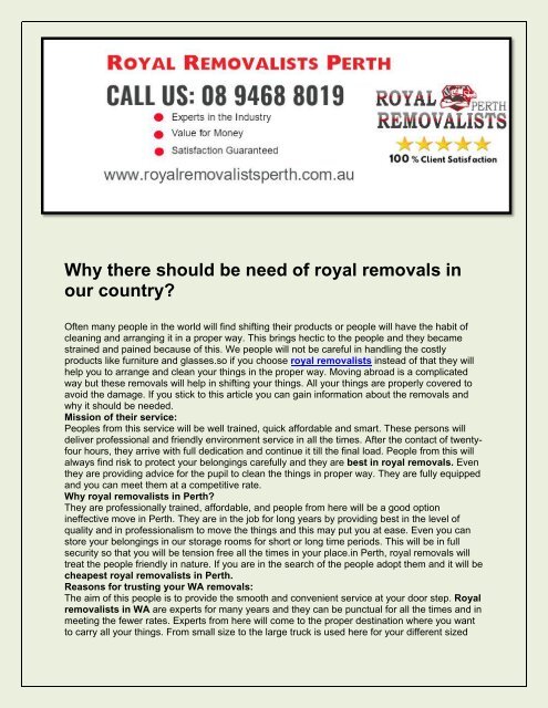 Royal Removalists Perth