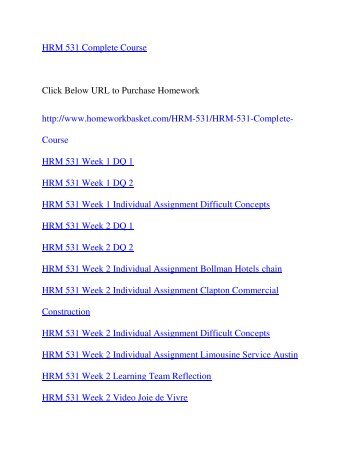 HRM 531 Complete Course,UOP HRM 531,UOP HRM 531 Entire Class,UOP HRM 531 Homework