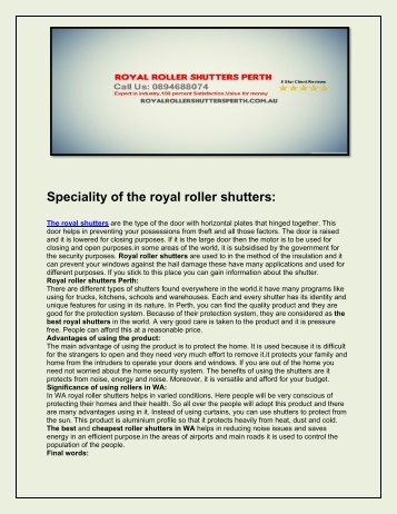 Royal Roller Shutters Perth