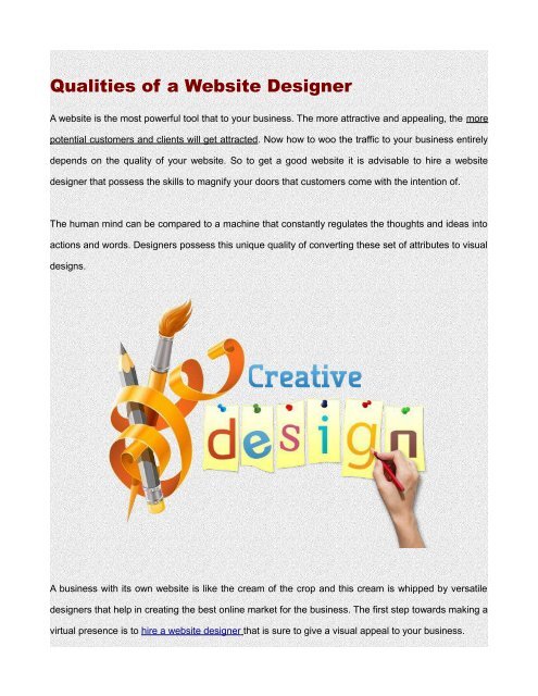 Qualities of a Website Designer