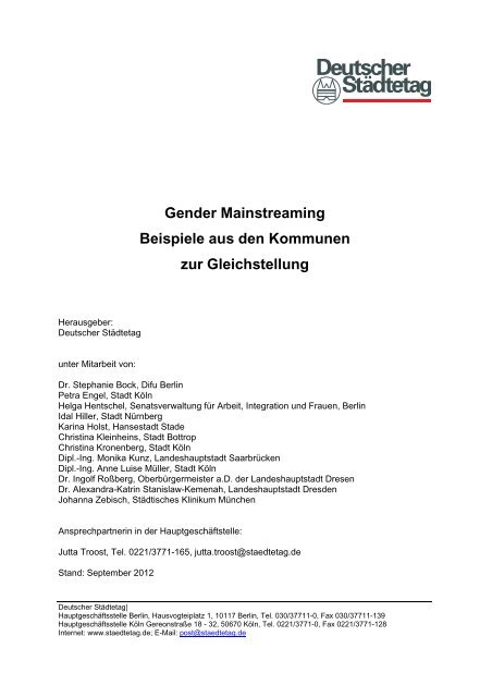 Gender Mainstreaming Beispiele aus den Kommunen zur ...