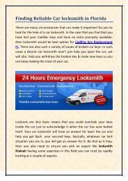 Finding Reliable Car locksmith in Florida