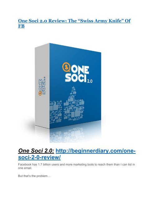 One Soci 2.0 review-(SHOCKED) $21700 bonuses