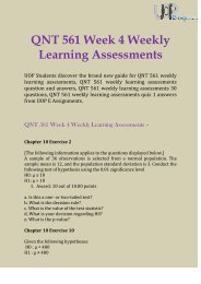 QNT 561 Weekly Learning Assessments | Questions and Answers @ UOP E Assignments