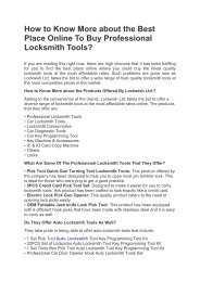 How to Know More about the Best Place Online To Buy Professional Locksmith Tools