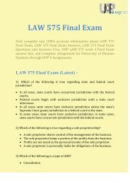 UOP E Assignments | LAW 575 & LAW 575 Final Exam Question & Answers