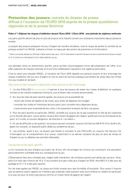 RAPPORT D’ACTIVITÉ