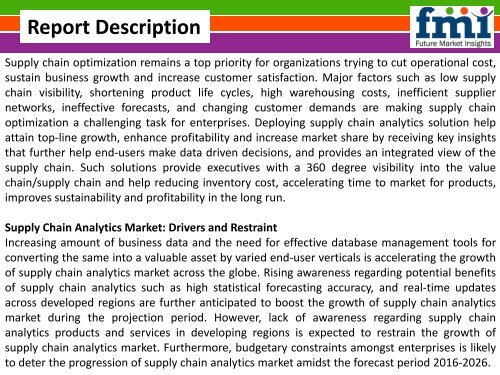 Market Intelligence Report Supply Chain Analytics, 2016-2026