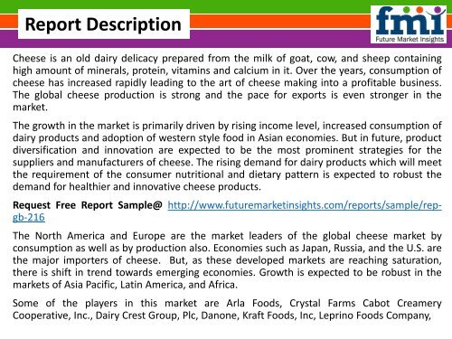 Cheese Market Value Share, Supply Demand 2014-2020