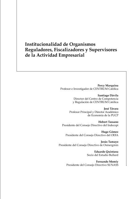 Institucionalidad de Organismos Reguladores, Fiscalizadores y Supervisores de la Actividad Empresarial - Coloquios