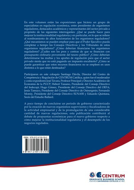 Institucionalidad de Organismos Reguladores, Fiscalizadores y Supervisores de la Actividad Empresarial - Coloquios