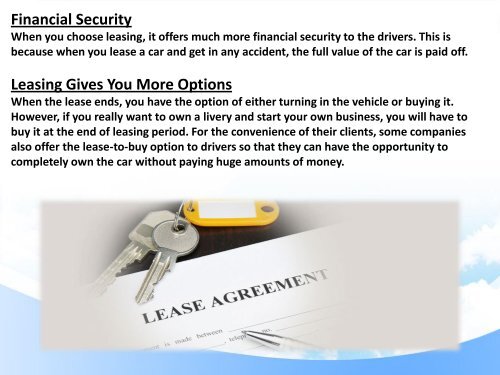 Some Important Livery Leasing Benefits