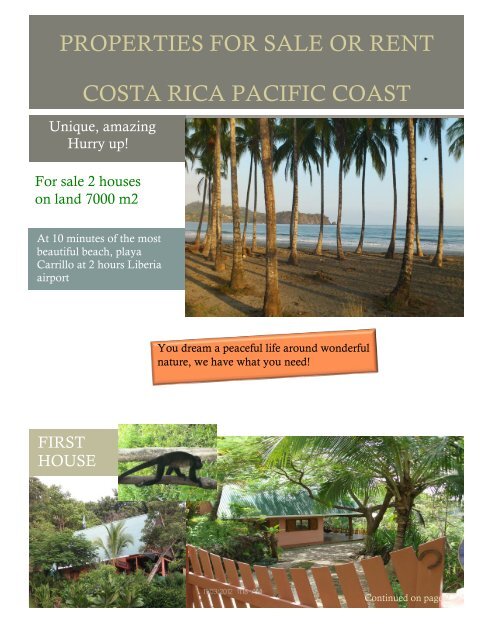 Properties for sale Pacific Coast Costa Rica-