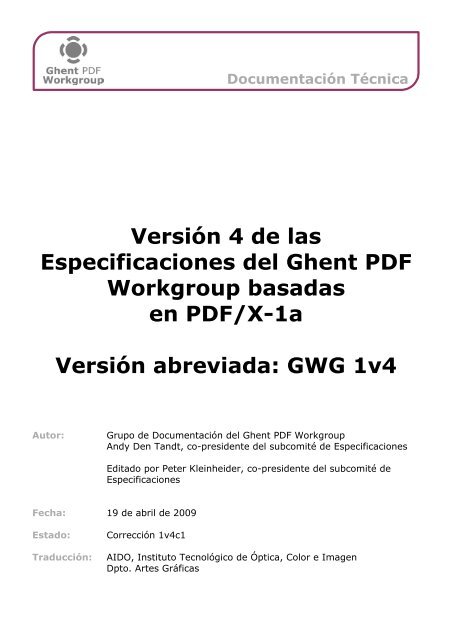 Documentación Técnica Versión 4 de las Especificaciones del ...