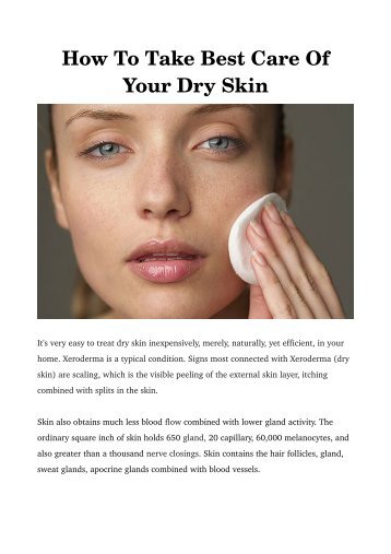 How To Take Best Care Of Your Dry Skin