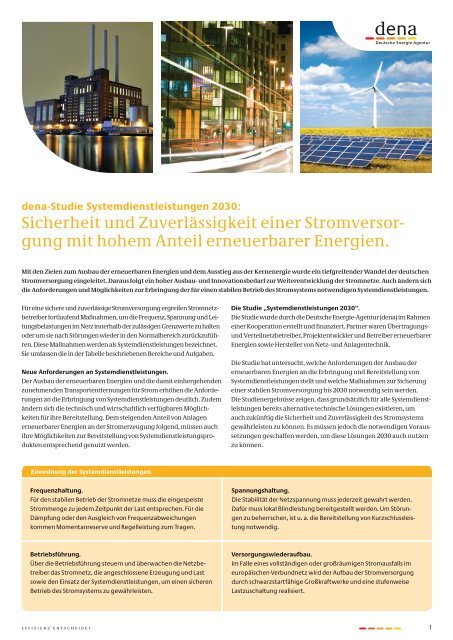 Systemdienstleistung 2030 - Factsheet