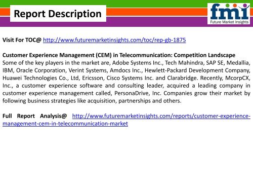 Market Forecast Report on Customer Experience Management (CEM) In Telecommunication