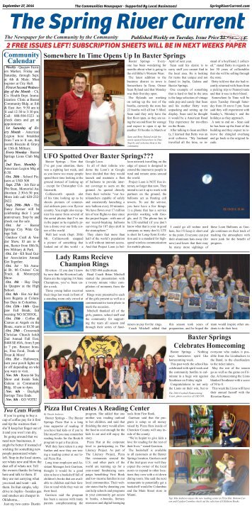 Spring River Current Issue #18 for September 27, 2016