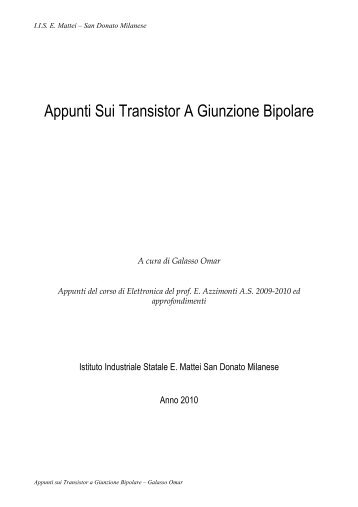 Appunti sui Transistor a Giunzione Bipolare v2